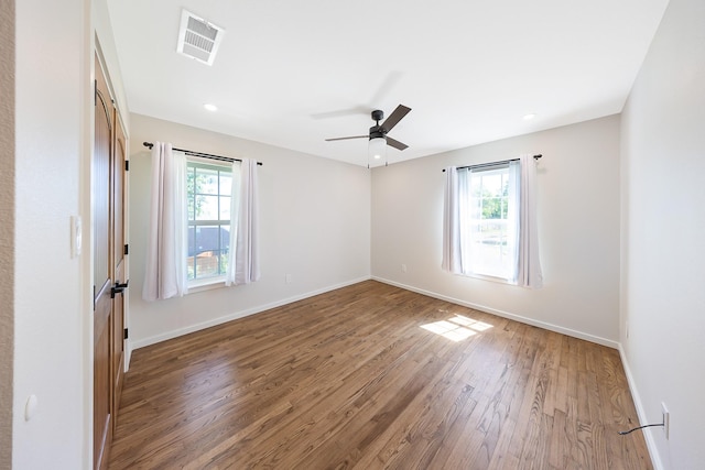 4107 Highland Rd, Melissa, TX 75454 - spare room with plenty of natural light, wood finished floors, baseboards, ceiling fan, and recessed lighting