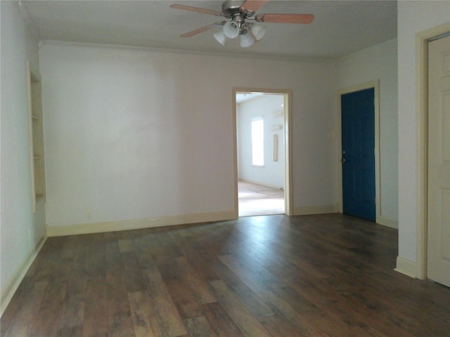 750 Ross Ave, Abilene, TX 79605 - spare room featuring a ceiling fan, wood finished floors, and ornamental molding