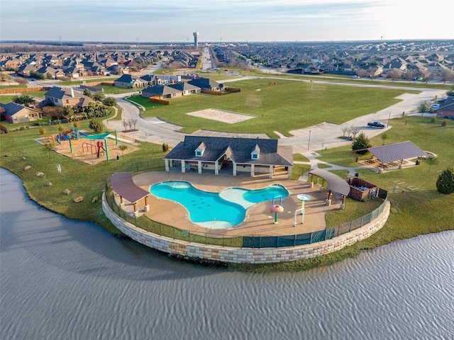 3108 Patrinia St, Royse City, TX 75189 - bird's eye view of a pool area and a large body of water