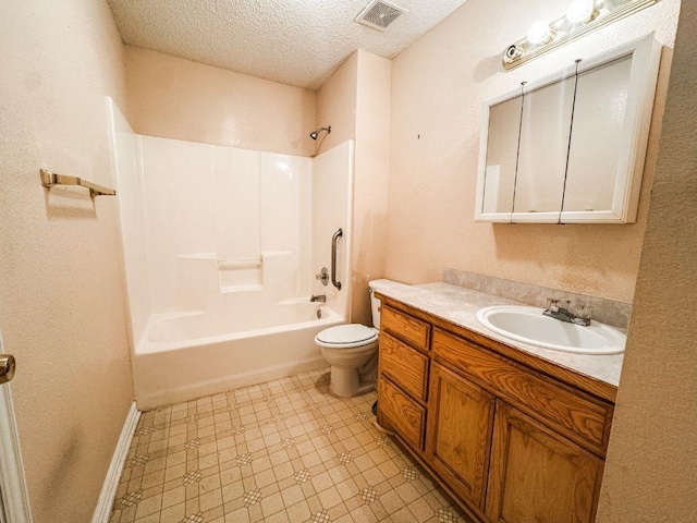 5215 Colonial Ave, Dallas, TX 75215 - full bathroom with toilet, vanity, shower / tub combination, and a textured ceiling