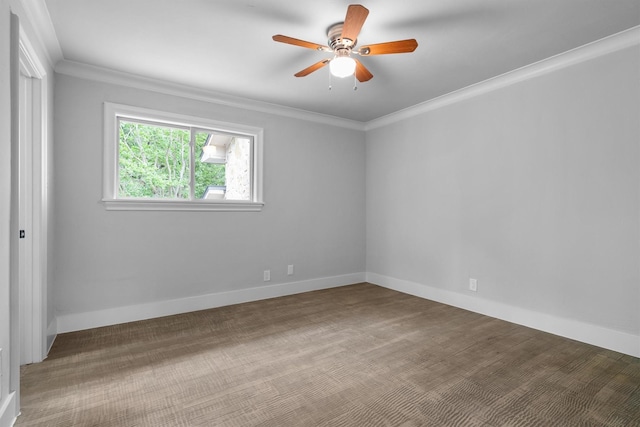 6501 Hillcrest Rd, Flower Mound, TX 75022 - empty room featuring ceiling fan, ornamental molding, and baseboards