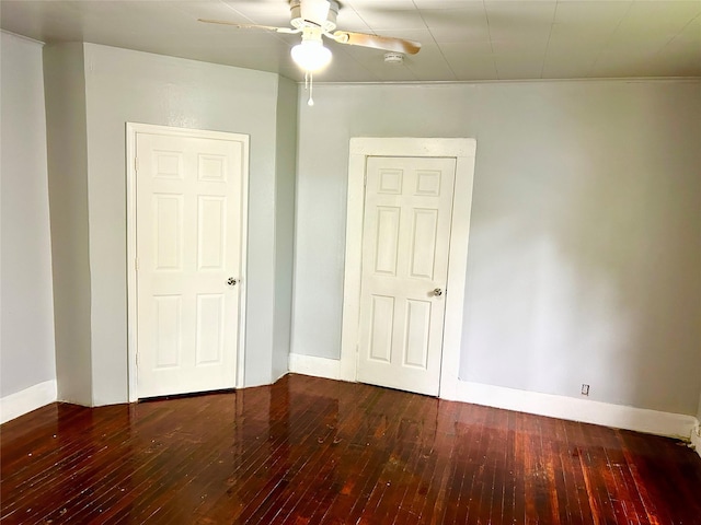 2927 Regent St, Shreveport, LA 71109 - empty room with hardwood / wood-style floors, ceiling fan, and baseboards