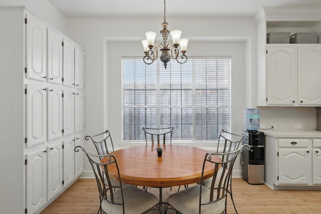 4516 Ridgepointe Dr, The Colony, TX 75056 - dining room featuring a chandelier, light wood-style floors, and baseboards