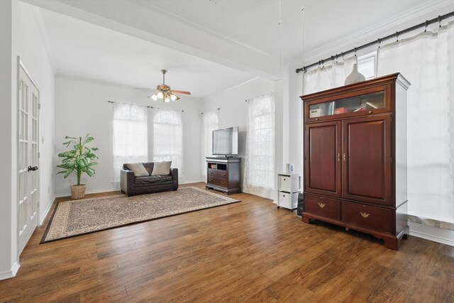 4516 Ridgepointe Dr, The Colony, TX 75056 - entryway featuring dark wood-style flooring, healthy amount of natural light, and ceiling fan