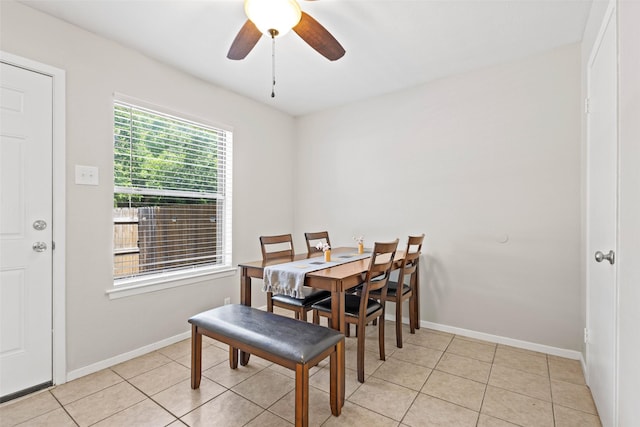 1905 W Morton St Unit 6, Denison, TX 75020 - dining area featuring a ceiling fan, light tile patterned floors, and baseboards