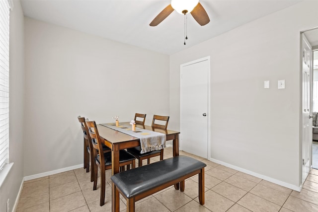 1905 W Morton St Unit 6, Denison, TX 75020 - dining room featuring a ceiling fan, light tile patterned floors, and baseboards