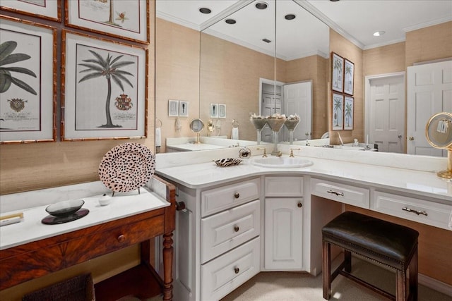 1708 Deepdale Dr, Westover Hills, TX 76107 - bathroom featuring vanity and crown molding