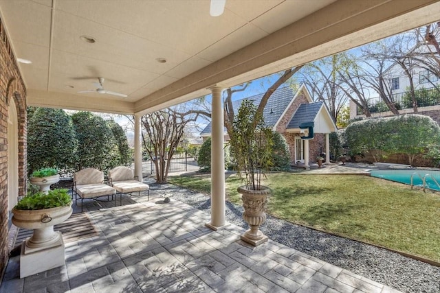 1708 Deepdale Dr, Westover Hills, TX 76107 - view of patio featuring ceiling fan and an outdoor structure