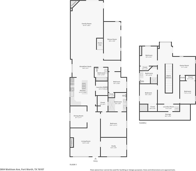3804 Mattison Ave, Fort Worth, TX 76107 - view of floor plan / room layout