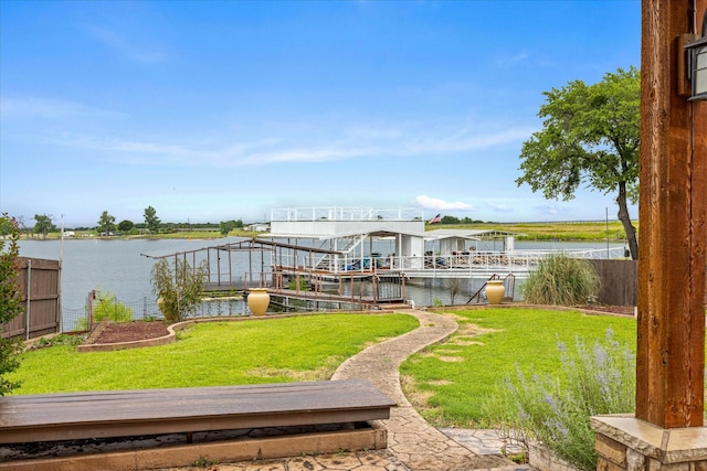 122 County Road 603, Eastland, TX 76448 - view of yard featuring a water view, a boat dock, and boat lift