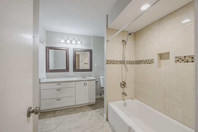1624 Summer Place Cir, Irving, TX 75062 - full bathroom with toilet, vanity, bathing tub / shower combination, and baseboards