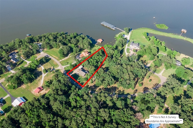 411 Sterling Shores Dr, Scroggins, TX 75480 - aerial view of property's location featuring property parcel outlined and a large body of water
