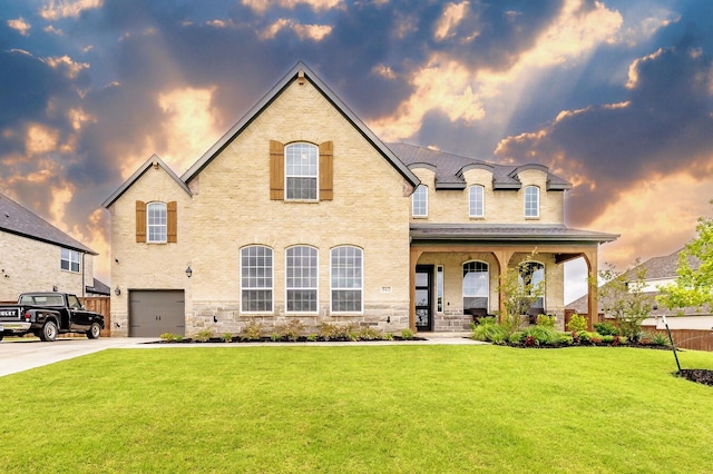 562 Broadleaf Way, Haslet, TX 76052 - view of front facade featuring a porch, a yard, a garage, and concrete driveway