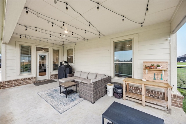 168 Ridgetop Trl, Rhome, TX 76078 - view of patio / terrace featuring an outdoor living space