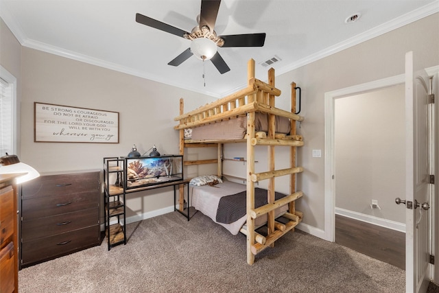 41 N Shore Cir, Waco, TX 76708 - carpeted bedroom featuring crown molding and baseboards