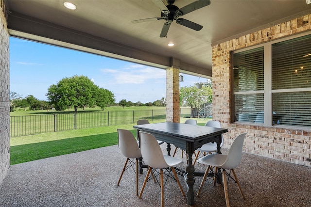 41 N Shore Cir, Waco, TX 76708 - view of patio / terrace with outdoor dining space and ceiling fan