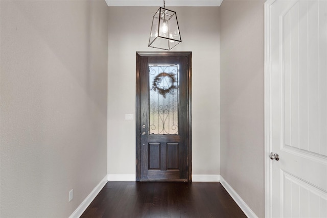 41 N Shore Cir, Waco, TX 76708 - foyer with baseboards and dark wood-type flooring
