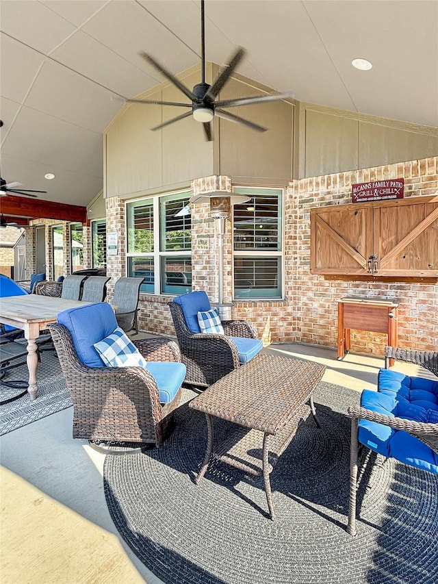 2219 Wellington Ln, Corinth, TX 76210 - view of patio with ceiling fan and an outdoor living space