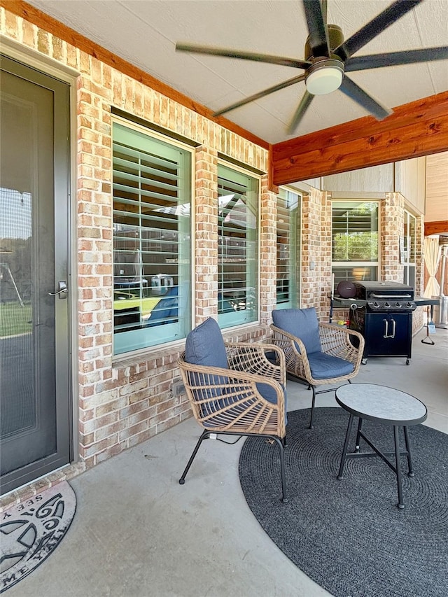 2219 Wellington Ln, Corinth, TX 76210 - view of patio / terrace featuring ceiling fan and a grill
