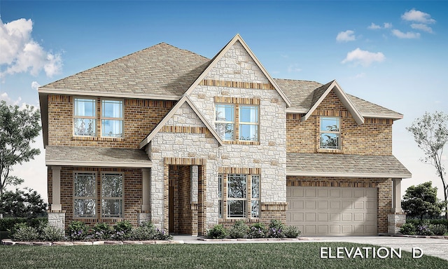 3416 Running Stream Way, Melissa, TX 75454 - view of front of house featuring a garage, stone siding, driveway, and brick siding