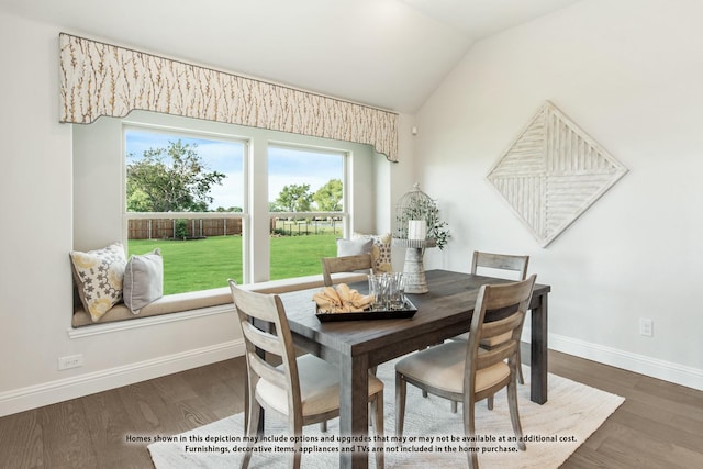 3416 Running Stream Way, Melissa, TX 75454 - dining room with baseboards, vaulted ceiling, and wood finished floors