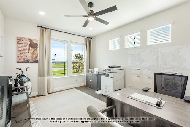 3416 Running Stream Way, Melissa, TX 75454 - office with plenty of natural light, ceiling fan, wood finished floors, baseboards, and recessed lighting