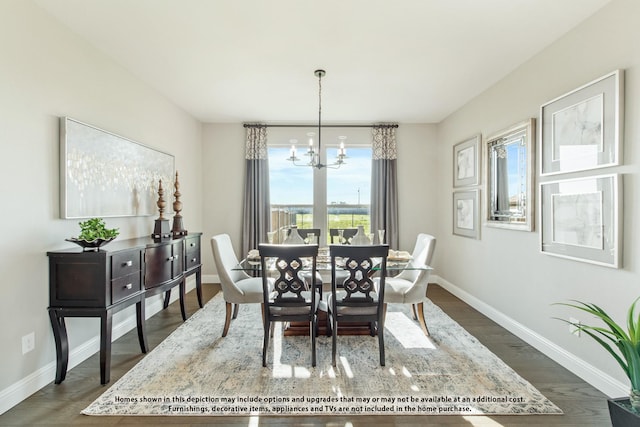 3416 Running Stream Way, Melissa, TX 75454 - dining area with a chandelier, baseboards, and dark wood finished floors