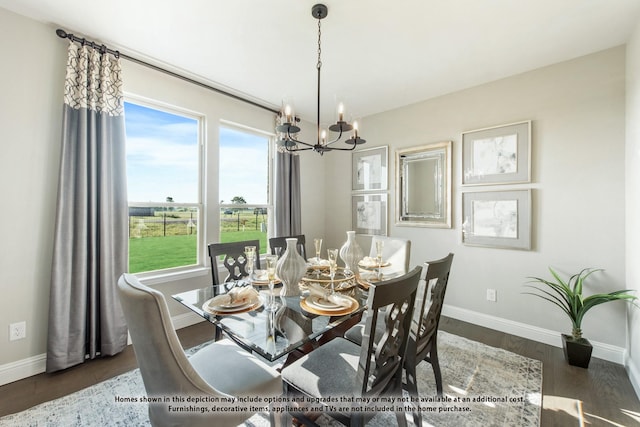 3416 Running Stream Way, Melissa, TX 75454 - dining space with a chandelier, baseboards, and wood finished floors