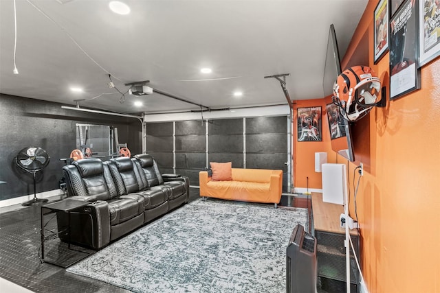 110 Harmon Cir, Blue Ridge, TX 75424 - cinema featuring a garage, recessed lighting, and baseboards