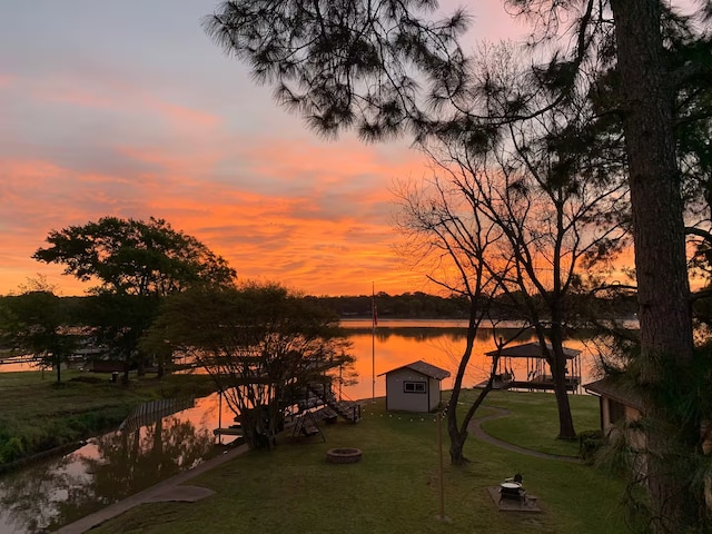 116 Summerall Dr, Mabank, TX 75156 - water view with an outdoor fire pit