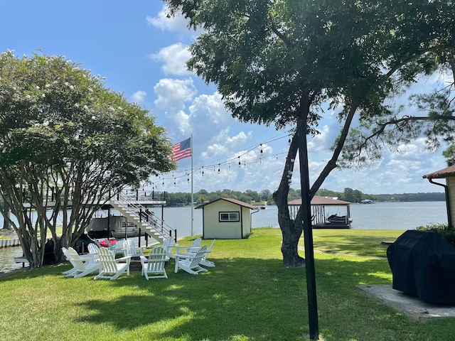 116 Summerall Dr, Mabank, TX 75156 - view of grassy yard featuring a water view and stairway