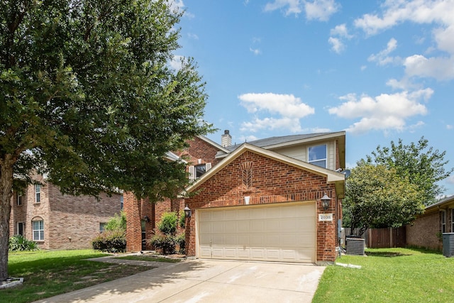 2038 La Salle Trl, Grand Prairie, TX 75052 - view of front of property featuring brick siding, driveway, an attached garage, and a chimney