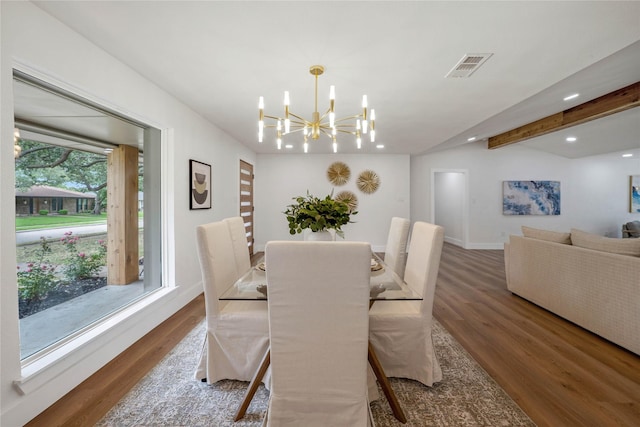 2520 Delmar Dr, Plano, TX 75075 - dining room featuring wood finished floors, a chandelier, and recessed lighting