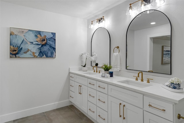 2520 Delmar Dr, Plano, TX 75075 - bathroom with double vanity and tile patterned floors