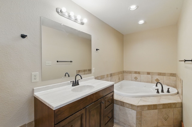2790 Fairview Rd, Millsap, TX 76066 - full bathroom with vanity, a garden tub, and recessed lighting