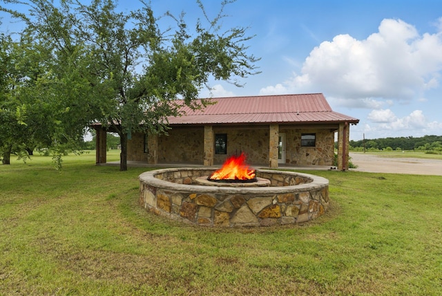 2790 Fairview Rd, Millsap, TX 76066 - view of grassy yard featuring a fire pit