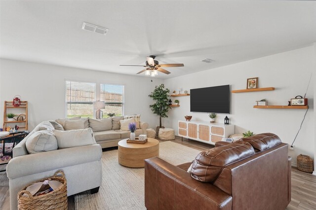 1943 Applewood Trl, Forney, TX 75126 - living area featuring a ceiling fan and light wood-style floors