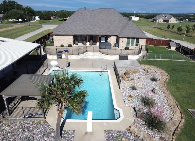 4816 Prairie Chapel Trl, Crandall, TX 75114 - view of pool with a gazebo, a patio, and a diving board
