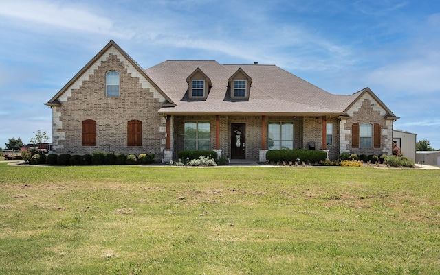 4816 Prairie Chapel Trl, Crandall, TX 75114 - view of front facade featuring brick siding, a front yard, a porch, and roof with shingles
