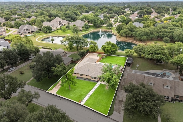 3721 Oakbriar Ln, Colleyville, TX 76034 - aerial view of residential area featuring property boundaries highlighted and a nearby body of water