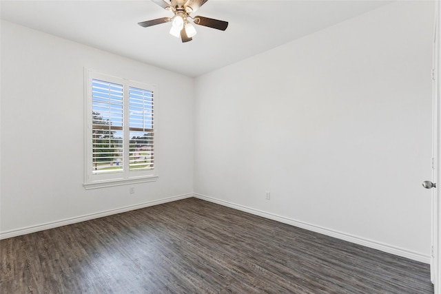 230 Sweetheart Ln, Longview, TX 75605 - empty room featuring dark wood finished floors, ceiling fan, and baseboards