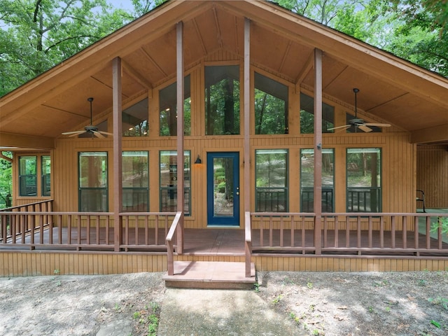 136 Lariat Loop, Holly Lake Ranch, TX 75765 - doorway to property featuring a ceiling fan