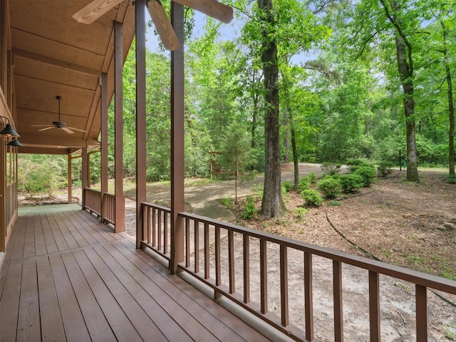 136 Lariat Loop, Holly Lake Ranch, TX 75765 - wooden porch with ceiling fan