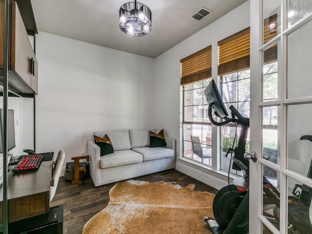 2270 Magic Mantle Dr, Lewisville, TX 75056 - workout room featuring dark wood-type flooring