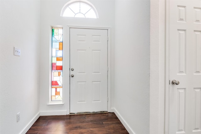 7405 Armstrong Ln, Rowlett, TX 75089 - foyer entrance with dark wood-style floors and baseboards