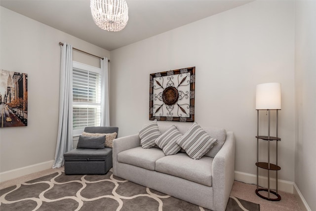 321 Hitch Wagon Dr, Mckinney, TX 75071 - carpeted living room with a chandelier and baseboards