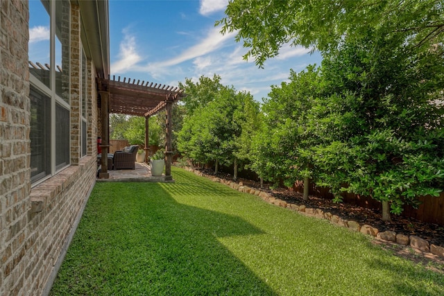 321 Hitch Wagon Dr, Mckinney, TX 75071 - view of yard featuring a pergola, a patio, and outdoor lounge area