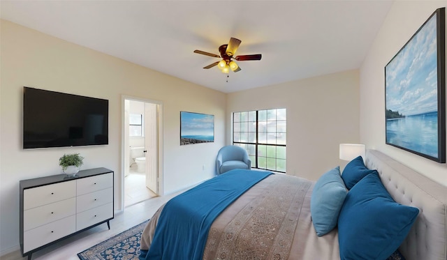 2605 Strother Dr, Garland, TX 75044 - bedroom featuring ensuite bathroom and ceiling fan