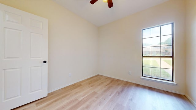 2605 Strother Dr, Garland, TX 75044 - empty room with a ceiling fan, light wood-type flooring, and baseboards