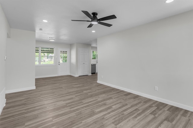 4423 Harvey Dr, Mesquite, TX 75150 - unfurnished room with recessed lighting, baseboards, light wood finished floors, and ceiling fan
